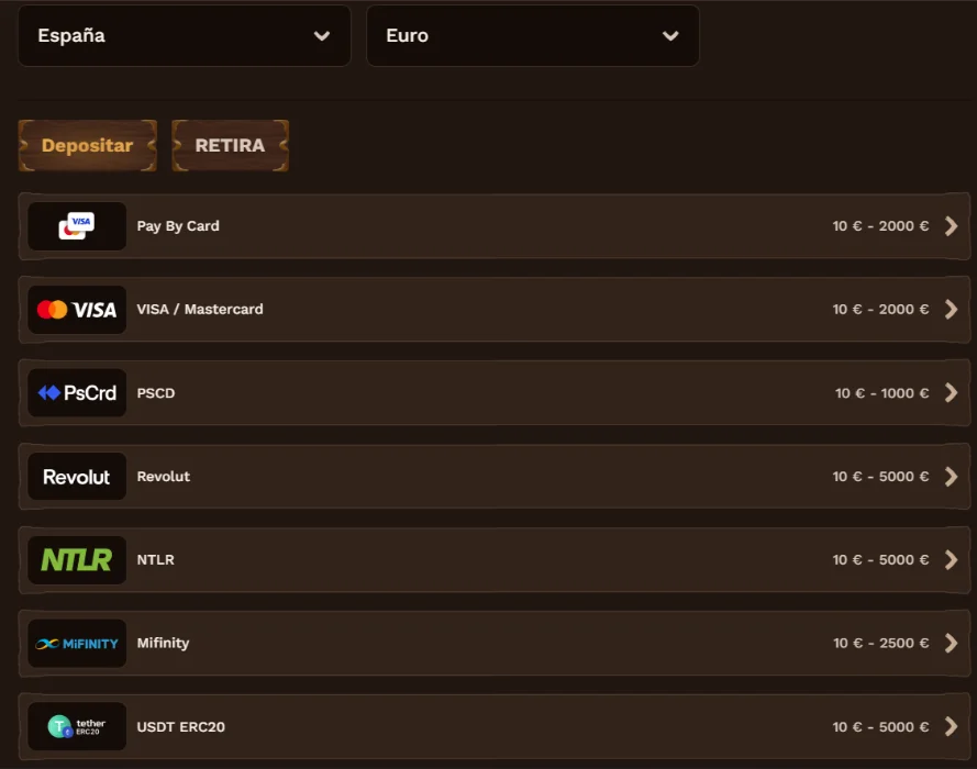 FatPirate Casino Métodos de Pago
